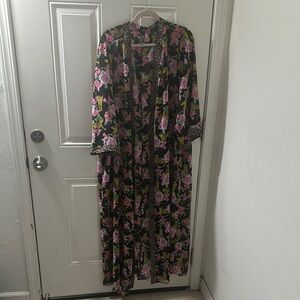Torrid Black and Pink Floral Swim Coverup